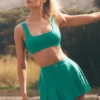 Alo Softsculpt Topspin tennisskjørt – Emerald Isle