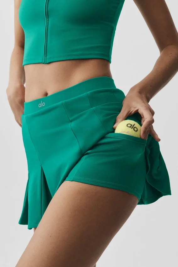 Alo Softsculpt Topspin tennisskjørt – Emerald Isle