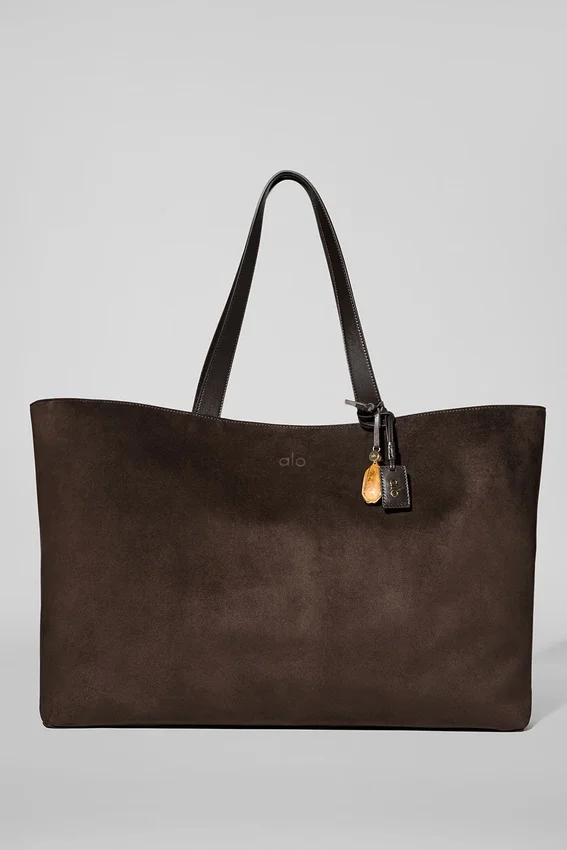 Alo Tranquility Handlenett – Espresso-semsket skinn