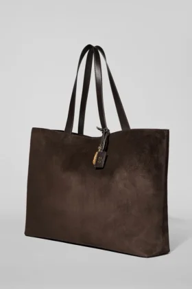Alo Tranquility Handlenett – Espresso-semsket skinn