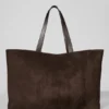 Alo Tranquility Handlenett – Espresso-semsket skinn