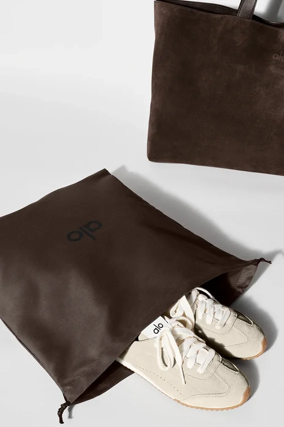 Alo Tranquility Handlenett – Espresso-semsket skinn