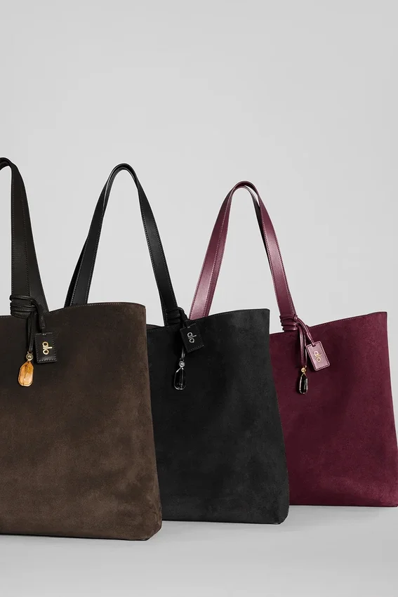 Alo Tranquility Handlenett – Espresso-semsket skinn
