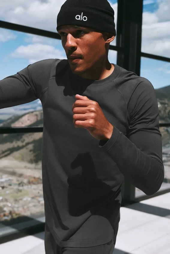Alo Vapor langermet genser med rund hals – Anthracite