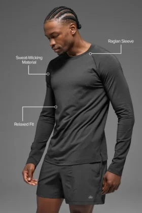 Alo Vapor langermet genser med rund hals – Anthracite