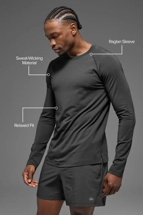 Alo Vapor langermet genser med rund hals – Anthracite