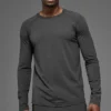 Alo Vapor langermet genser med rund hals – Anthracite