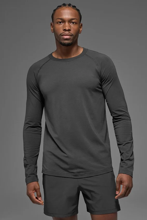 Alo Vapor langermet genser med rund hals – Anthracite