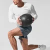 Alo Vapor langermet genser med rund hals – hvit