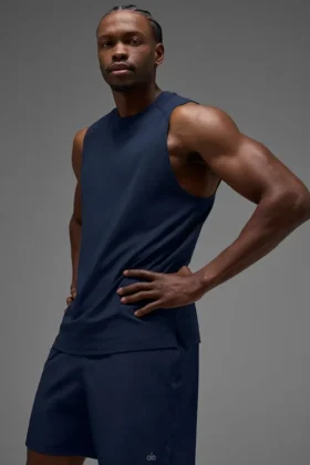 Alo Vapor Muscle Tank – Navy