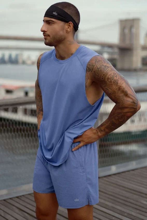 Alo Vapor Muscle Tank – Provence Blue
