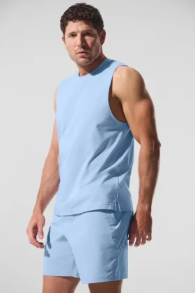 Alo Vapor Muscle Tank – Seashell Blue