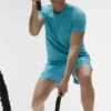 Alo Vapor T-shorts med rund hals og korte ermer – Blue Breeze