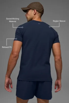 Alo Vapor T-skjorte med rund hals og korte ermer – Navy