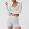 Alolux kort «Me Time»-cardigan – Athletic Heather Grey
