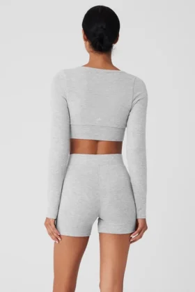 Alolux kort «Me Time»-cardigan – Athletic Heather Grey