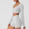 Alolux kort «Me Time»-cardigan – Athletic Heather Grey