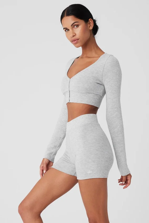 Alolux kort «Me Time»-cardigan – Athletic Heather Grey