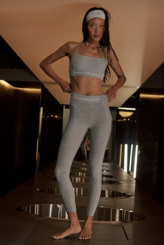 Alosoft 7/8-relégtights med High-Waist – Athletic Heather Grey/White