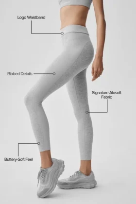 Alosoft 7/8-relégtights med High-Waist – Athletic Heather Grey/White