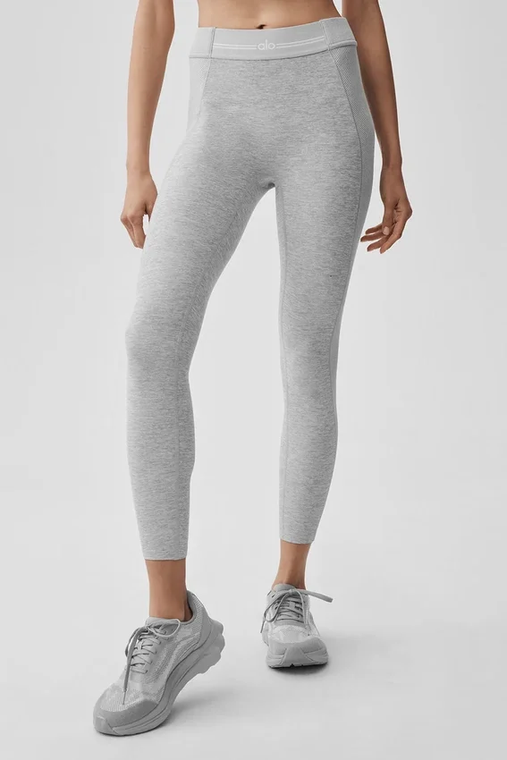Alosoft 7/8-relégtights med High-Waist – Athletic Heather Grey/White
