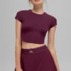 Alosoft Crop Finesse kort ermet – burgunder