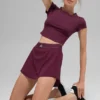 Alosoft Crop Finesse kort ermet – burgunder