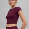 Alosoft Crop Finesse kort ermet – burgunder