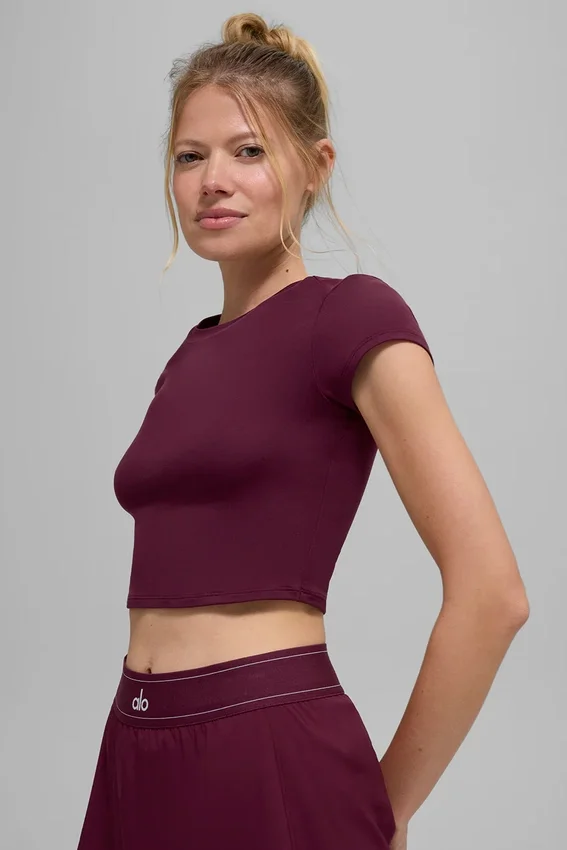 Alosoft Crop Finesse kort ermet – burgunder