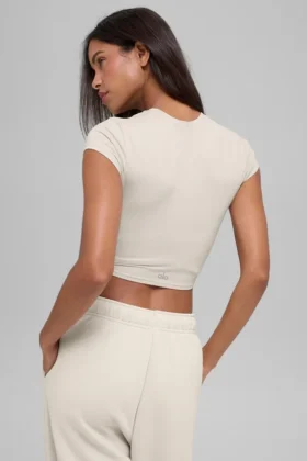 Alosoft Crop Finesse kortærmet – benhvit