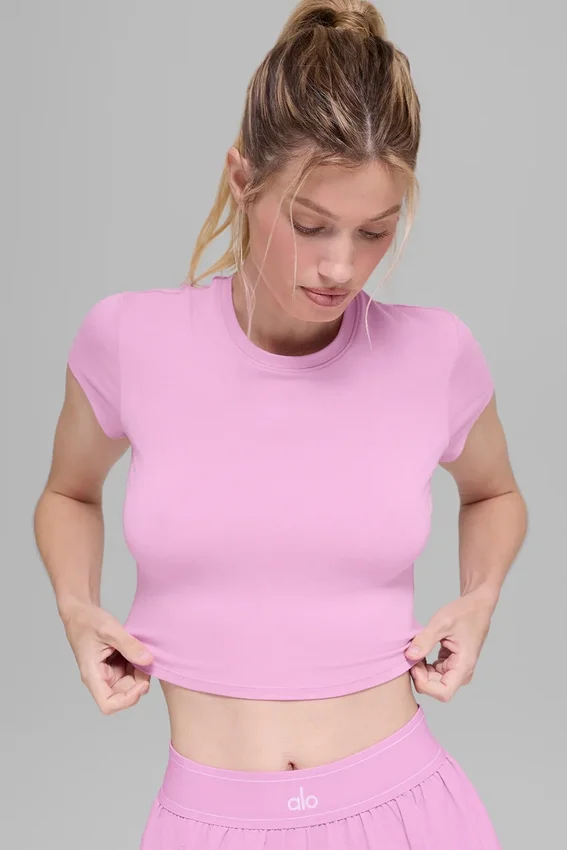 Alosoft Crop Finesse kortærmet – Candy Heart Pink
