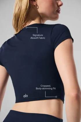 Alosoft Crop Finesse kortærmet – marineblå