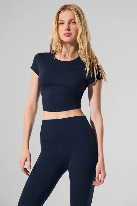 Alosoft Crop Finesse kortærmet – marineblå
