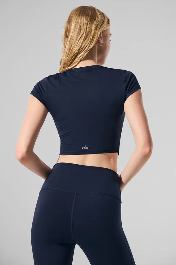 Alosoft Crop Finesse kortærmet – marineblå