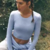 Alosoft Crop Finesse langermet – lys provenceblå