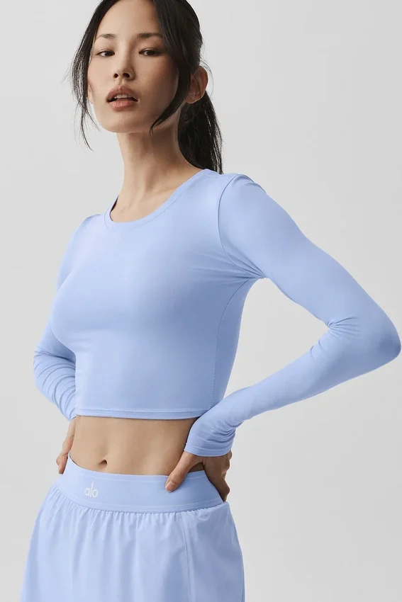 Alosoft Crop Finesse langermet – lys provenceblå