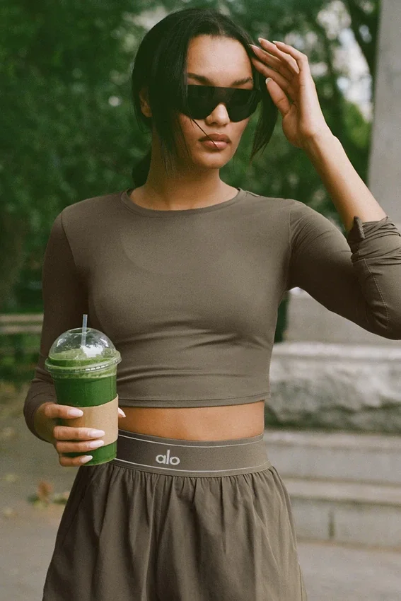 Alosoft Crop Finesse langermet – Olive Tree