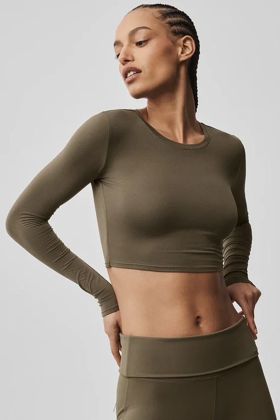 Alosoft Crop Finesse langermet – Olive Tree