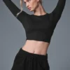 Alosoft Crop Finesse langermet – svart