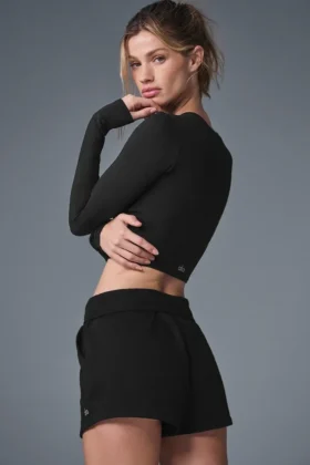Alosoft Crop Finesse langermet – svart
