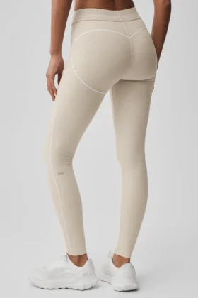 Alosoft High-Waist Heart Throb Tights – Oatmeal Heather/White