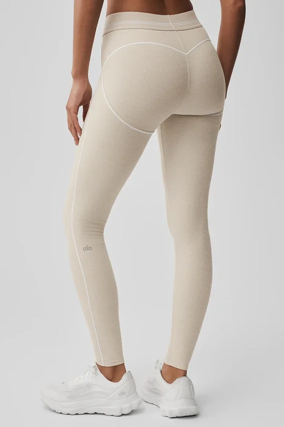 Alosoft High-Waist Heart Throb Tights – Oatmeal Heather/White