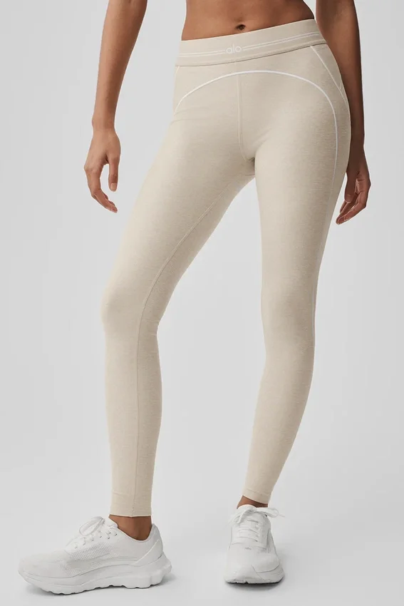 Alosoft High-Waist Heart Throb Tights – Oatmeal Heather/White
