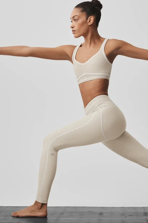 Alosoft High-Waist Heart Throb Tights – Oatmeal Heather/White