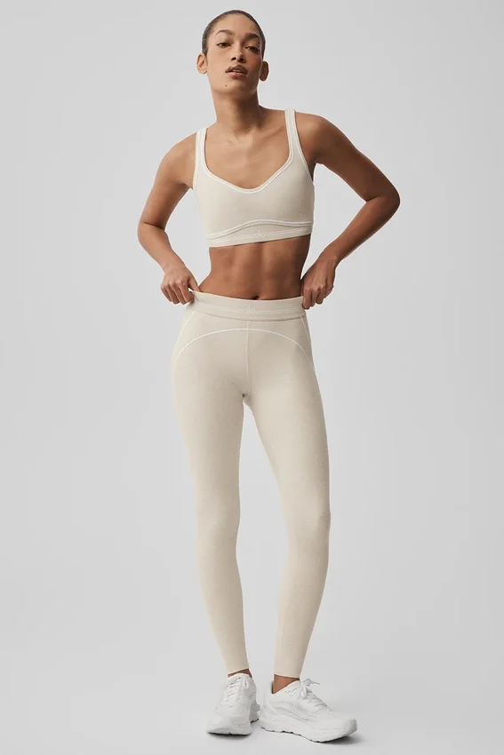 Alosoft High-Waist Heart Throb Tights – Oatmeal Heather/White