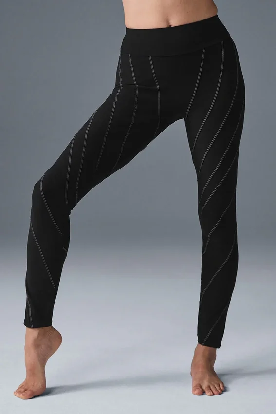 Alosoft High-Waist Sunray Legging – svart/hvit