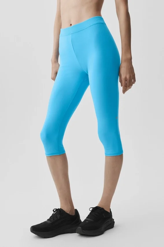 Alosoft Iconic 90'S Capri med høy midje – azurblå