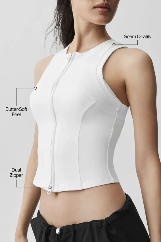 Alosoft Level up Full Zip Tank – hvit