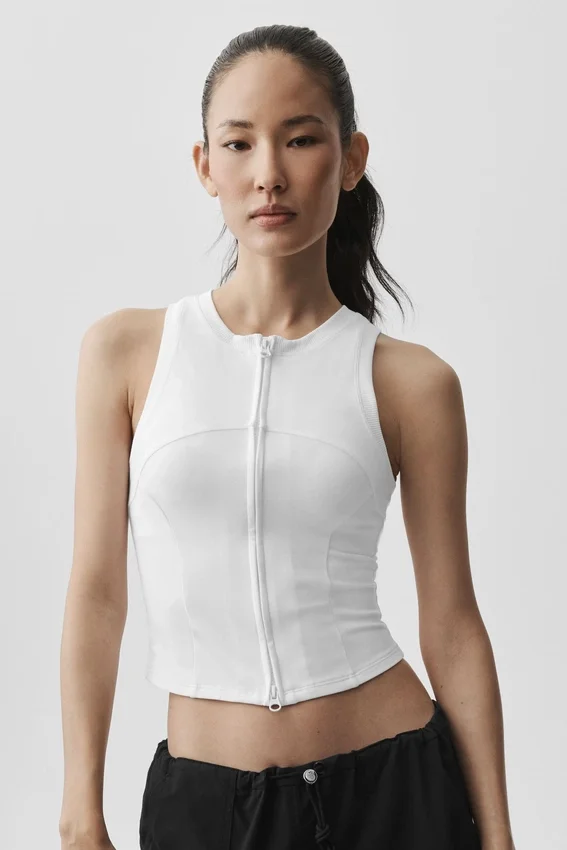 Alosoft Level up Full Zip Tank – hvit