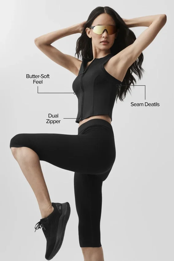 Alosoft Level up Full Zip Tank – Svart